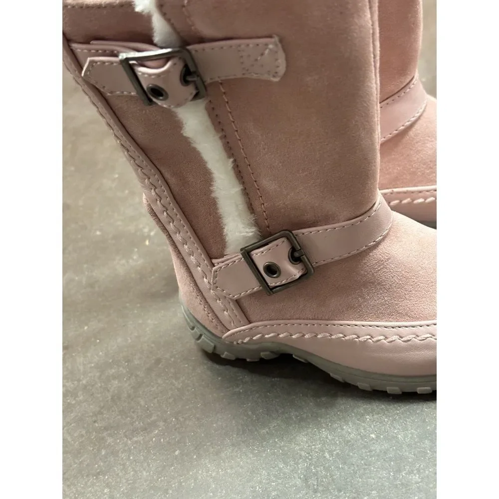 Nine West Naydine Suede Pink Knee High Snow Boots Baby Sz 5 Faux Fur Winter Girl